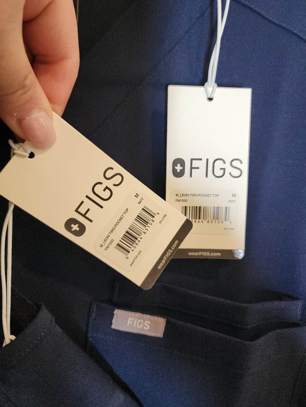 NWT Figs Leon Two-Pocket Scrub Top LOT OF 2 Men's Size Medium Navy Blue - Picture 3 of 14